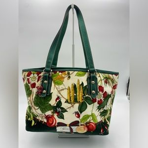 Gucci Holiday UNICEF Fundraiser Velvet and Leather Holiday Tote, Enamel …